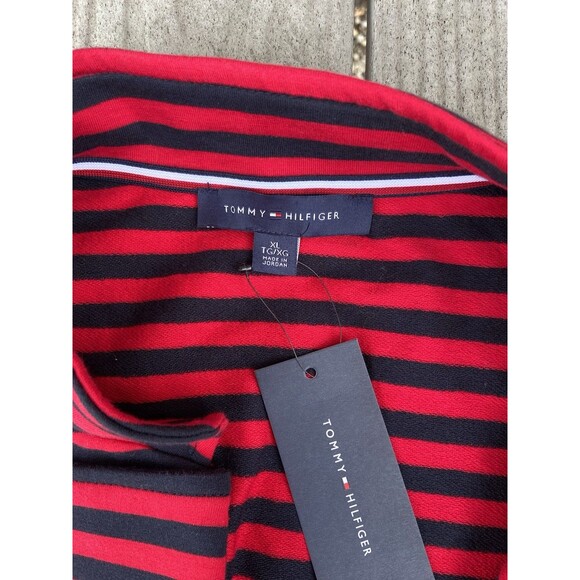 Tommy Hilfiger Striped Double Breasted Knit Blazer Red Navy Jacket Women’s XL - Picture 5 of 16
